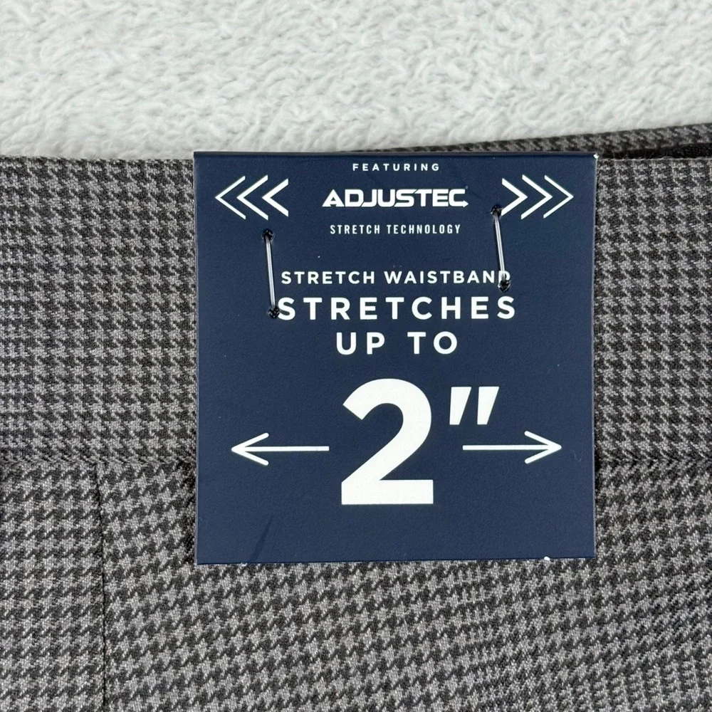 Stafford CoolMax Ecomode Gray Houndstooth Classic Wool Blend Dress Pants 42x32